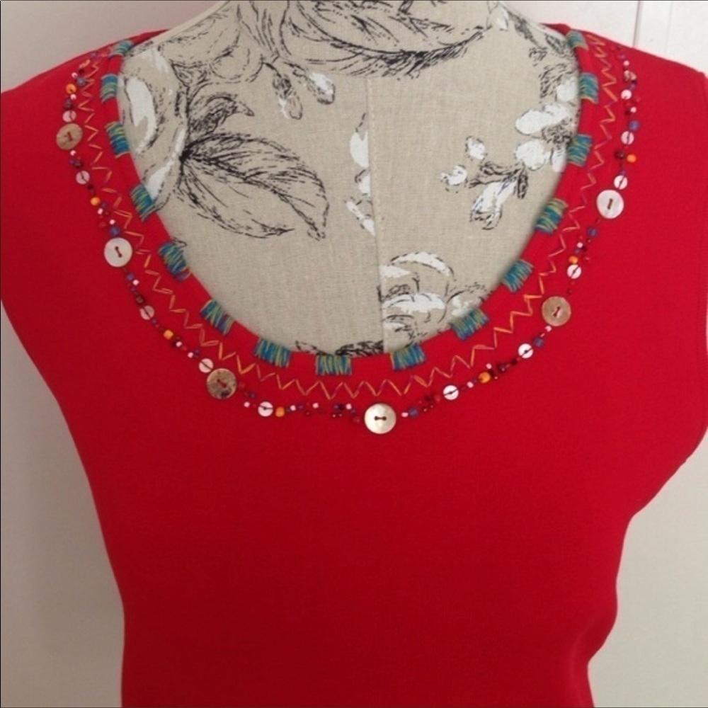 Ruby Rd Red Embellished Top XL - Picture 3 of 4
